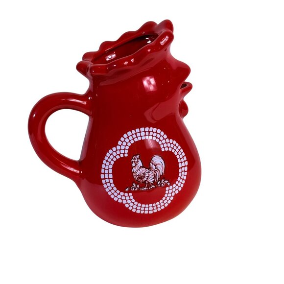 TempTations Red Ceramic Rooster Pitcher Jug VTG Farmhouse Creamer Gravy Syrup - Picture 13 of 13